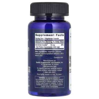 Вітамінно-мінеральний комплекс Life Extension Залізо, Iron Protein Plus, IronAid, 100 вегетаріанських капсул (LEX-16771) Вінниця