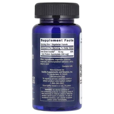 Вітамінно-мінеральний комплекс Life Extension Залізо, Iron Protein Plus, IronAid, 100 вегетаріанських капсул (LEX-16771) Вінниця - фото 2