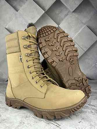 Зимові чоловічі тактичні берці на хутрі шкіряні зимові берці прошиті та проклеєні 36-46 WAR Львів