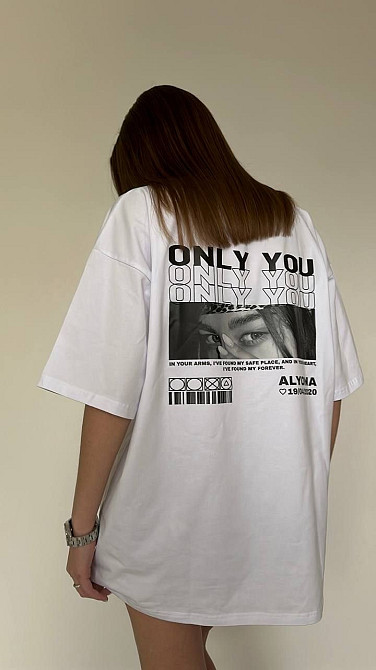 Оверсайз футболка ONLY YOU с вашим фото | Персонализированная футболка для влюбленных Бежевый Черновцы - изображение 1