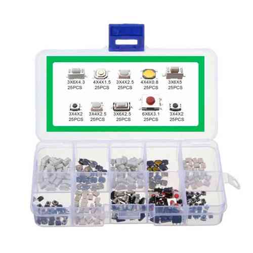 Кнопка тактова, мікрік 250шт, 10 видів SMD, набір Вінниця