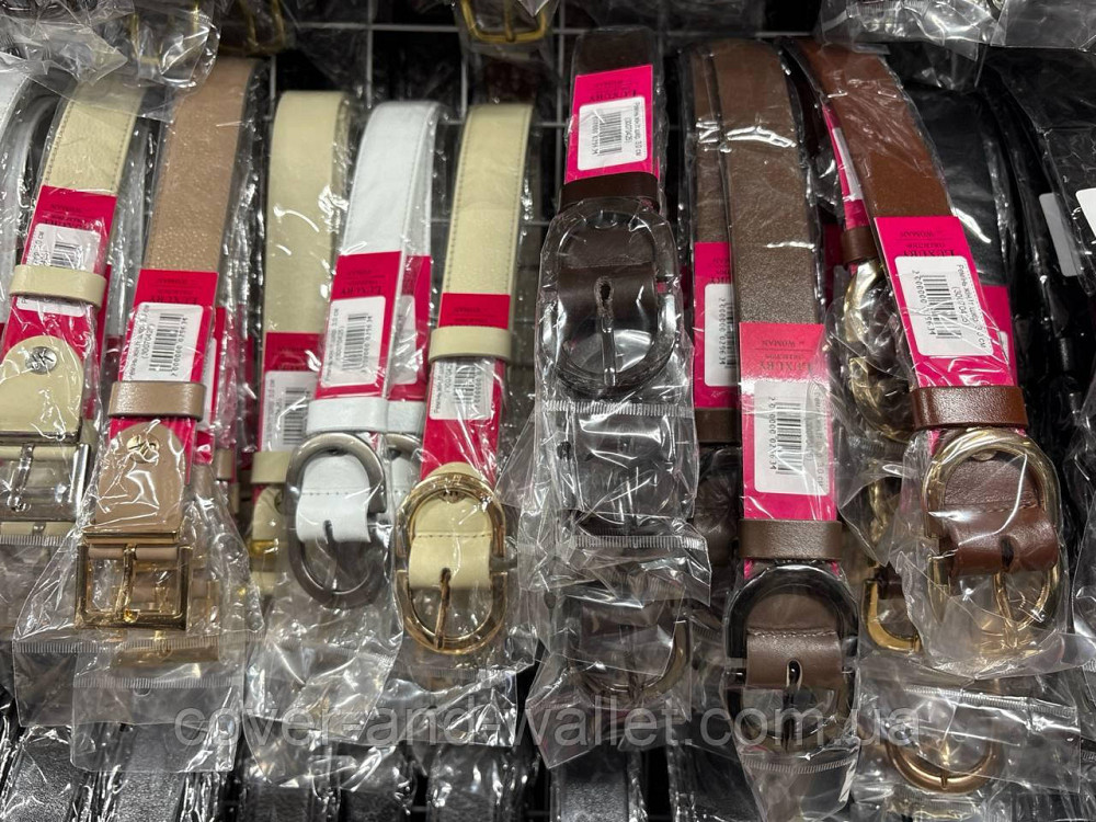 Женский ремень из итальянской кожи коричневого цвета с овальной пряжкой 30 мм PS Leather Киев - изображение 1