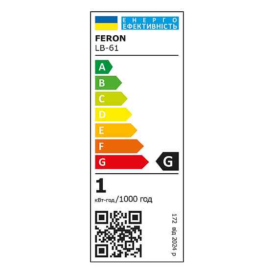 Світлодіодна лампа Feron Filament LB-61 1Вт E27 2700K прозора Харків