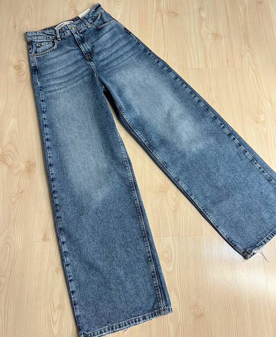 Джинси жіночі Zeo Basic 4635 WIDE LEG palazzo jeans висока посадка широкі довгі світло сині, світло-синій, 36, 36, 74 см, 102 см Київ - фото 9