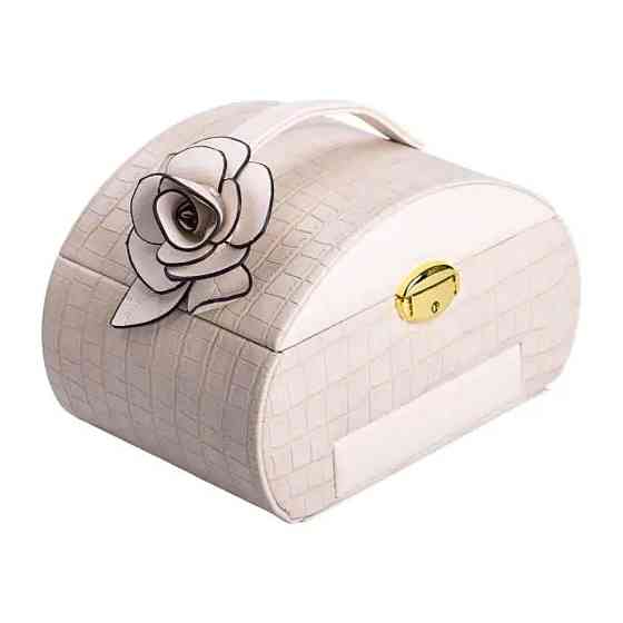 Шкатулка для украшений из эко кожи 3 яруса с замком органайзер для ювелирных изделий HP-5-21BE Киев