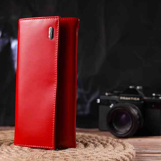 Женский яркий кошелек из натуральной гладкой кожи CANPELLINI 21626 Красный Киев