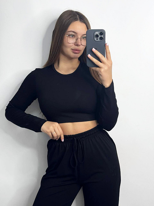 Стильний жіночий костюм з трикотажу віскоза Чорний M-L Харків - фото 6