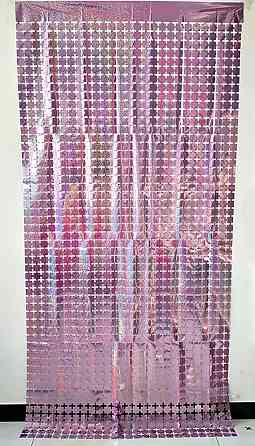 Дождик для фотозоны кубиками с голограммой 2 м на 1 м розовый Киев