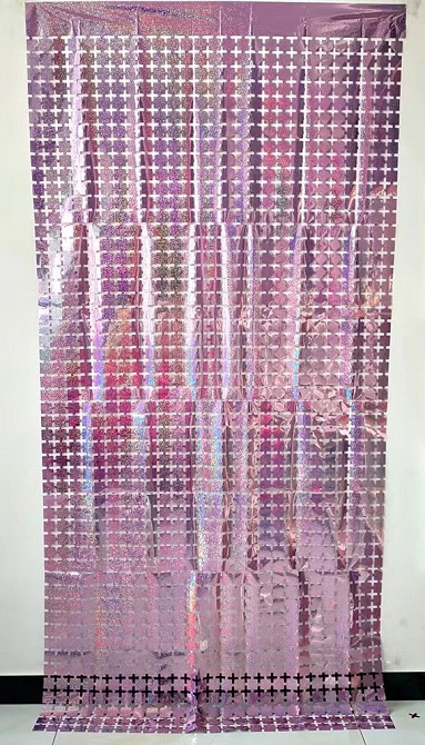 Дождик для фотозоны кубиками с голограммой 2 м на 1 м розовый Киев - изображение 2