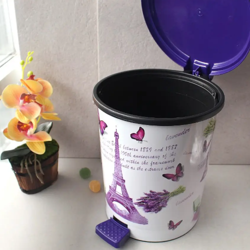 Відро для сміття 11л з педаллю пластик з малюнком Париж ELIF Житомир