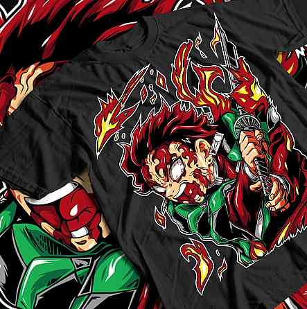 Футболка для мальчика аниме Истребитель демонов оверсайз (рост от 165 до 180 ) Черний AnimeJ0371m Днепр