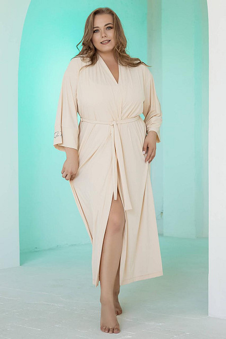 Довгий жіночий халат TotalFit XA2-Q10 Бежевый, XS/S Киев - изображение 2
