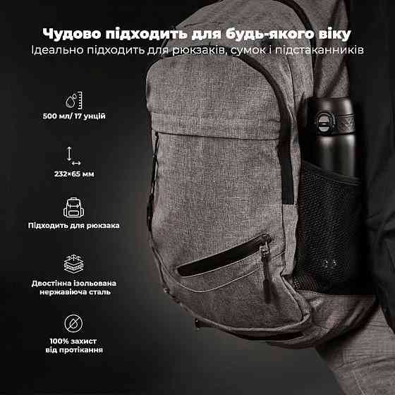 Пляшка для води металева вакуумна ION8 500 мл. Vacuum Insulated, Black Каменское