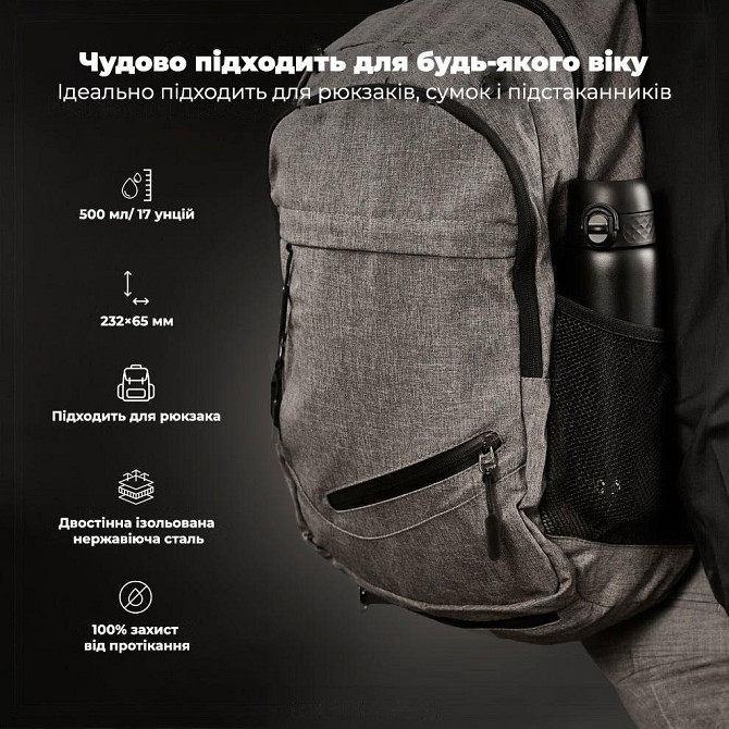 Пляшка для води металева вакуумна ION8 500 мл. Vacuum Insulated, Black Кам'янське - фото 5