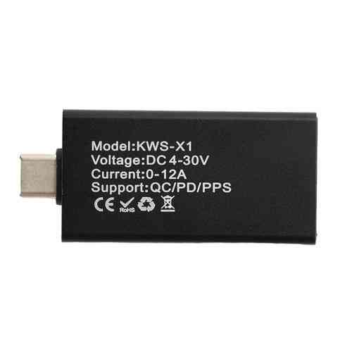 USB тестер KWS-X1 Type-C 4–30 В 12 А QC PD PPS для измерения тока, напряжения и мощности Киев