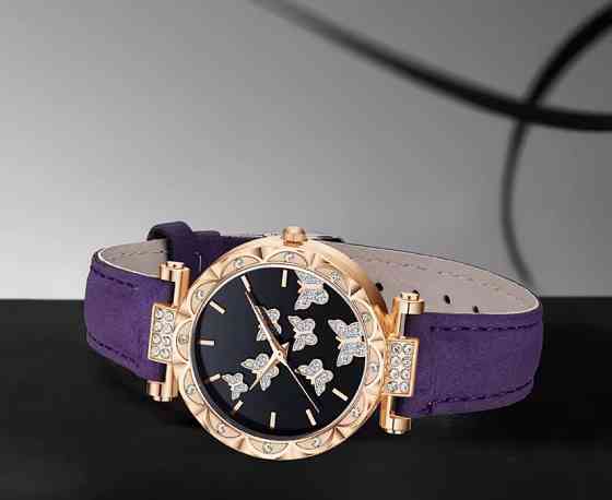 Подарунковий набір для жінок Метелик наручний годинник браслет намисто і сережки фіолетовий Київ