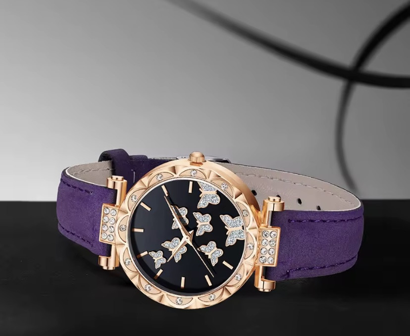 Подарочный набор для женщин Бабочка наручные часы браслет ожерелье и серьги фиолетовый Киев - изображение 5