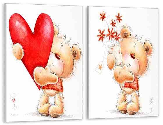 Модульная картина в гостиную / спальню  Ведмедики кохання   TLV-2_031 120х170 см Київ