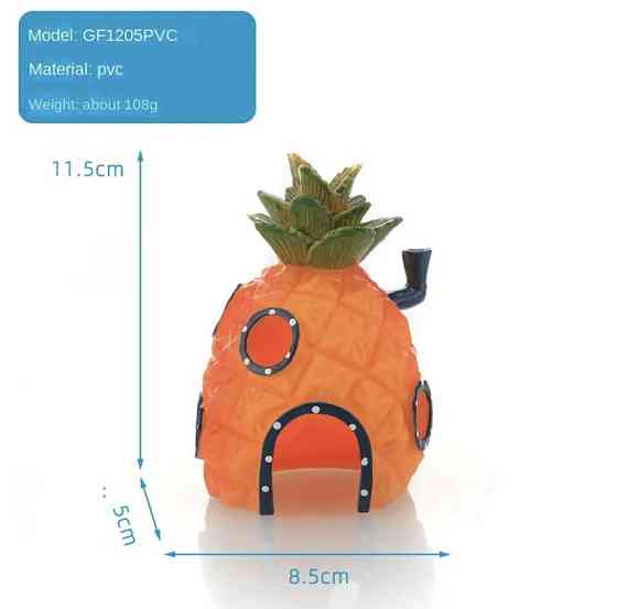 Декор для аквариума Дом Губки Боба с мультфильма аквариумный пейзаж разм 11,5 на 8,5 на 8,5 см оранжевый смола Киев