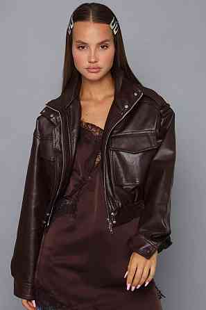 Женское стильная повседневная короткая куртка из эко-кожи премиум качества Шоколад, 44 Одесса