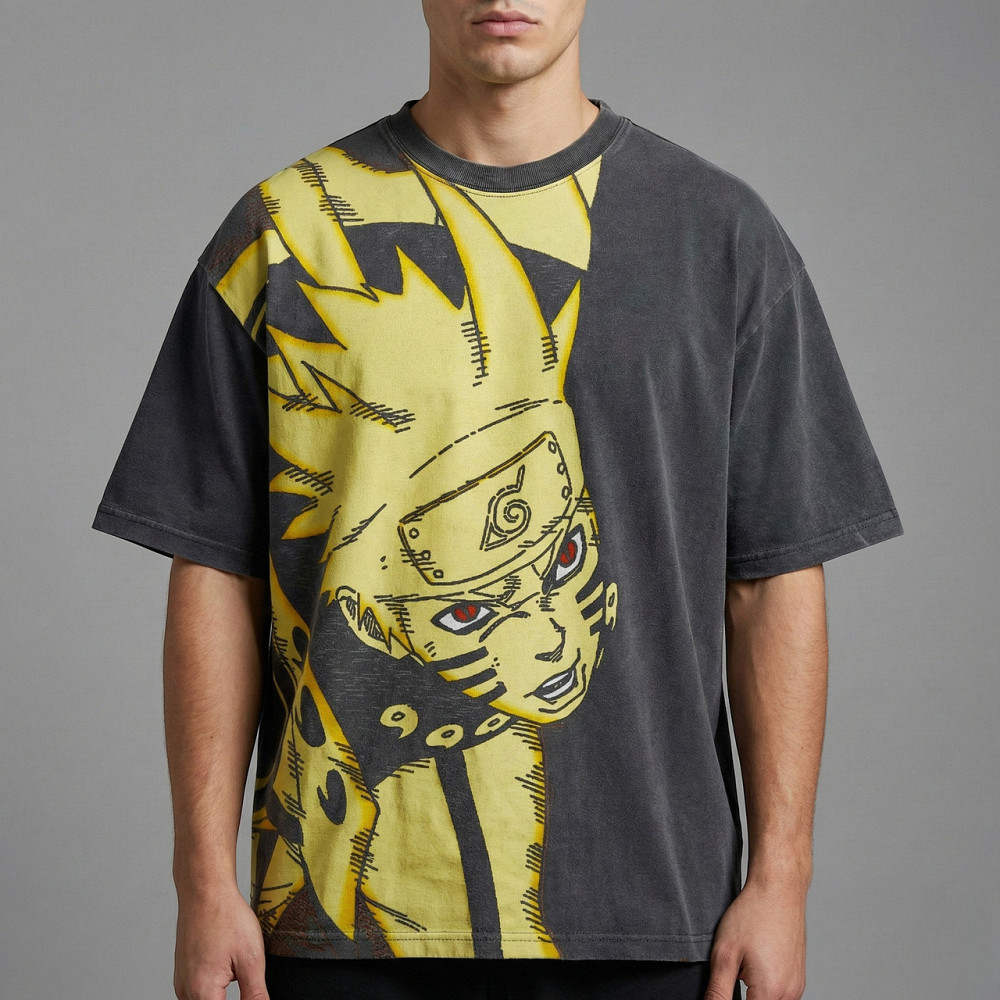 Футболка мужская с принтом аниме Наруто Узумаки Сикс Патхс оверсайз (S/M/L) Черний Днепр - изображение 7