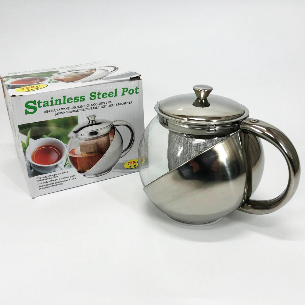 Скляний чайник з фільтром для заварювання чаю UNIQUE UN-1162 0.75 л, Красиві заварники для чаю PU-47 Львів - фото 8