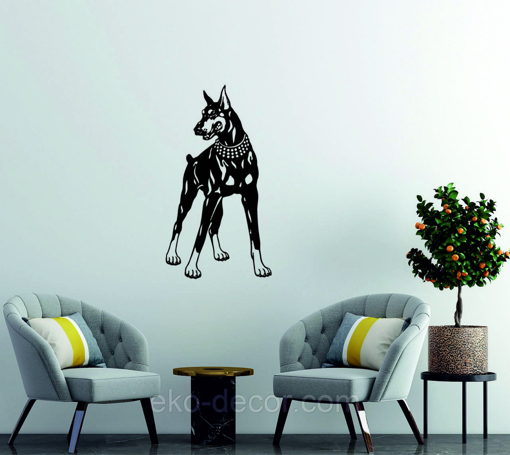 Декоративне настінне Панно «Доберман», Декор на стіну 90*49 см, Чорний Київ - фото 2