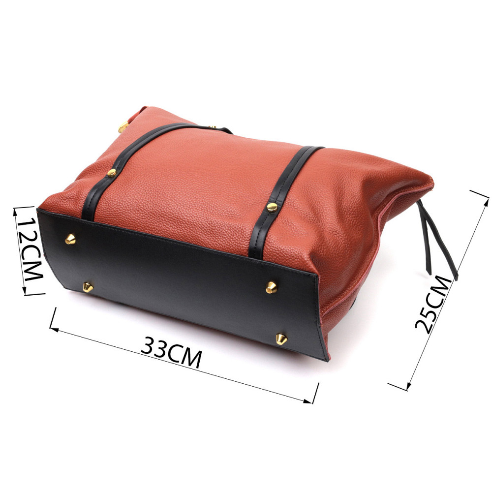 Містка двокольорова сумка жіноча з натуральної шкіри Vintage 22301 Коричнева Київ - фото 3