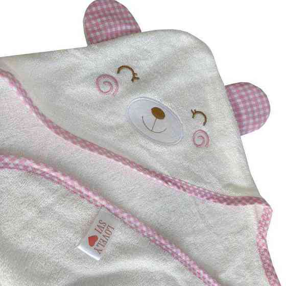 Полотенце  бамбук / махра Lovely Svi детское с капюшоном в подарочной коробке - 90 х 90 см Розовая окантовка Киев