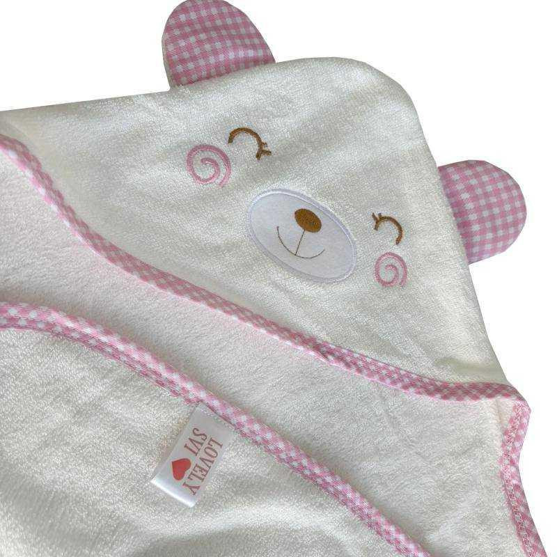 Полотенце  бамбук / махра Lovely Svi детское с капюшоном в подарочной коробке - 90 х 90 см Розовая окантовка Киев - изображение 1