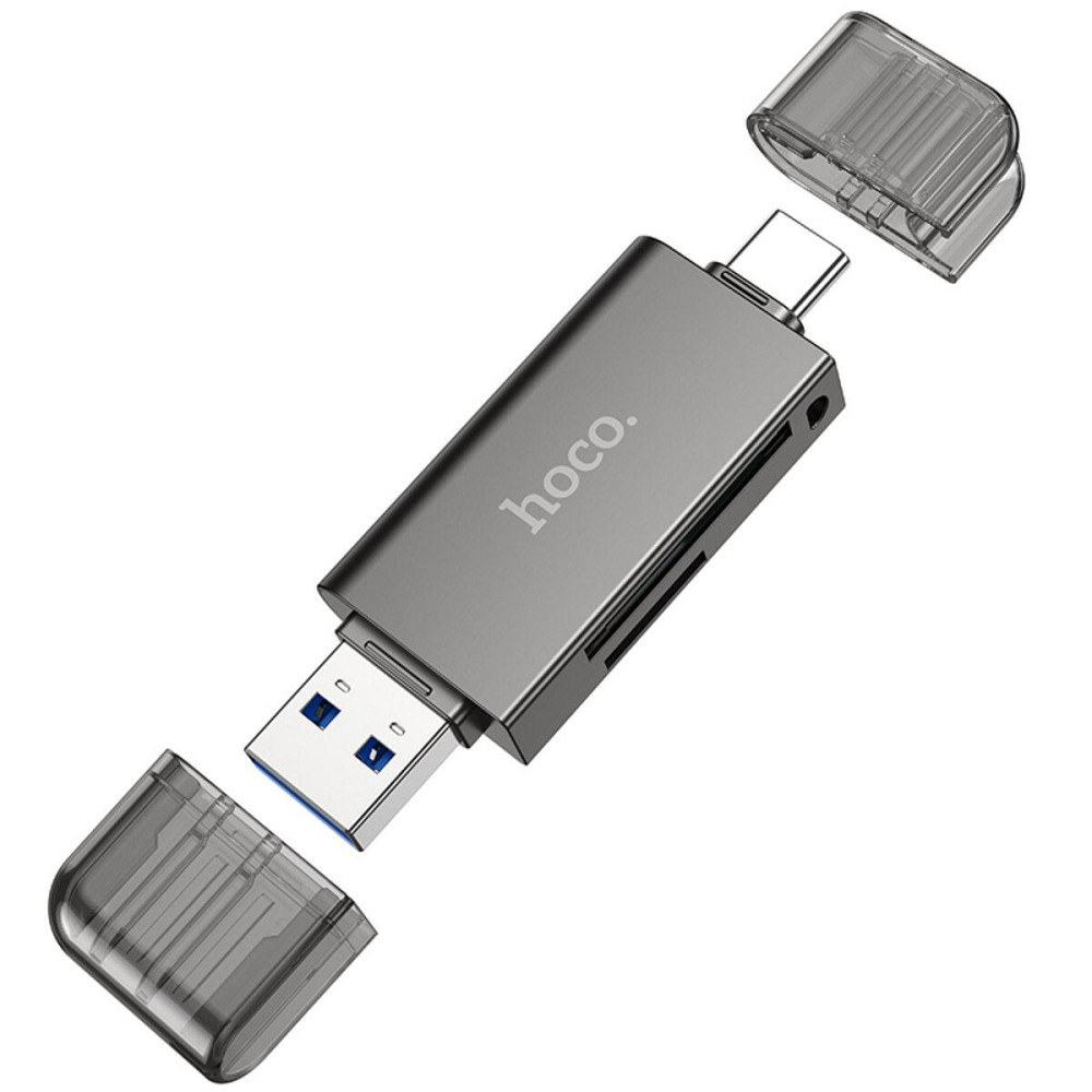 Хаб адаптер переходник HOCO HB39 USB/Type-C 3.0 high-speed card reader Metal Gray 6942007604819 Одесса - изображение 1