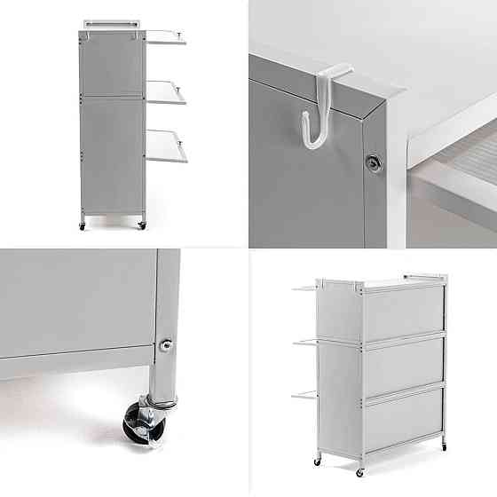 Шафа мобільна для зберігання розкладна триярусна з сталі 70х36х112,8см Світло-сірий SW-00002116 Київ