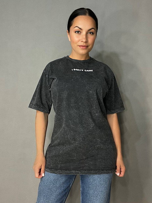 Футболка женская Coast Moda 4351 вареная тай дай с вышивкой оверсайз графит, графит, S-M Киев - изображение 10