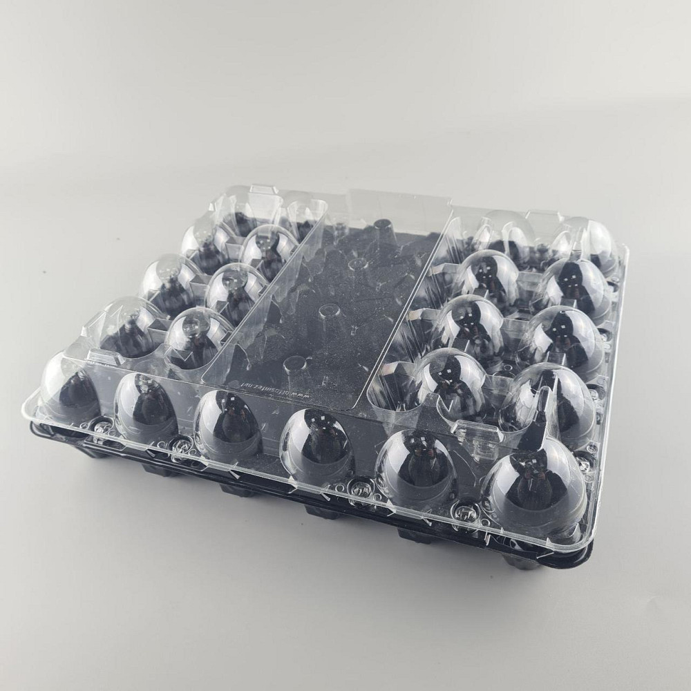 Комплект упаковки  для куриных яиц 30 ячеек верх прозрачная+низ черная  (50 шт) Харьков - изображение 1