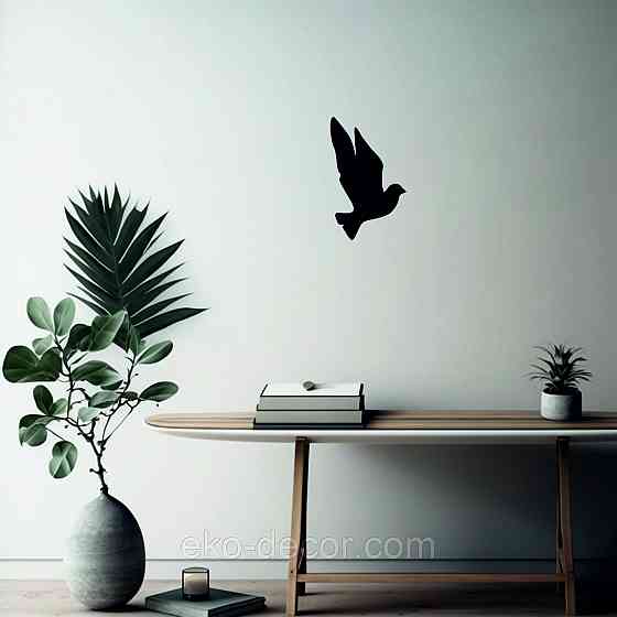 Декоративное настенное Панно «Птичка» Декор на стену(цена за 1шт) 30*18 см, Черный Киев