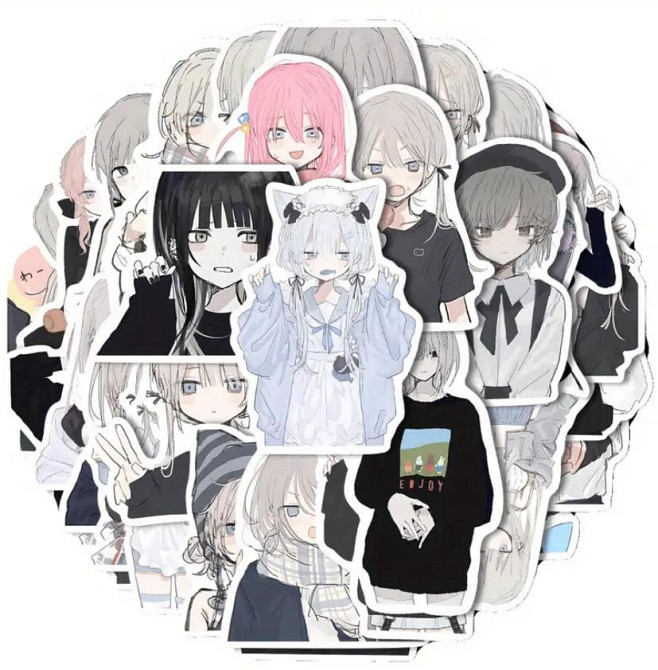 Наклейки Стикеры Аниме. Водонепроницаемые эстетические аниме наклейки. Комплект 48 штук. Киев - изображение 3