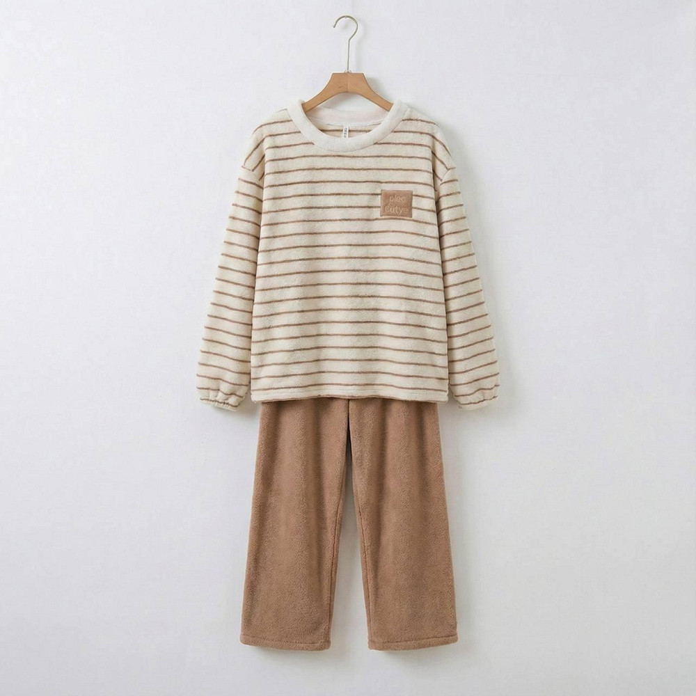 Жіноча тепла плюшева піжама-двійка: кофта та штани Карамельний, 42/46 Одеса - фото 3