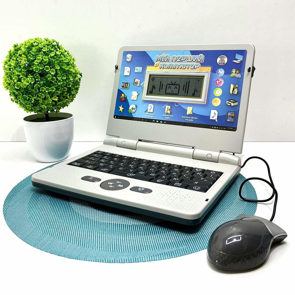 Ноутбук дитячий WToys інтерактивний режими вивчення цифр алфавіту укр та англ мова Сірий (88 Чернігів - фото 5