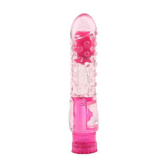Вибратор с рельефом Chisa Crystal Jelly Pleaser на батарейках, розовый Sex Aura Киев