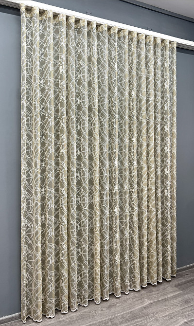 Тюль VR-Textil 1978т Жакард Бежевий з молочним 400х270 см (42-1008) Київ - фото 3