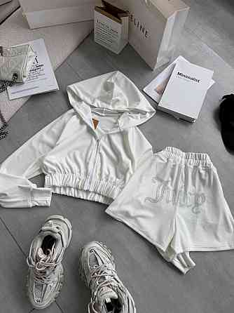 Женский стильный повседневный велюровый костюм Белый, 44/46 Одесса