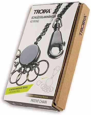 Брелок с карабином Troika с цепочкой и шестью кольцами Серебристый Киев