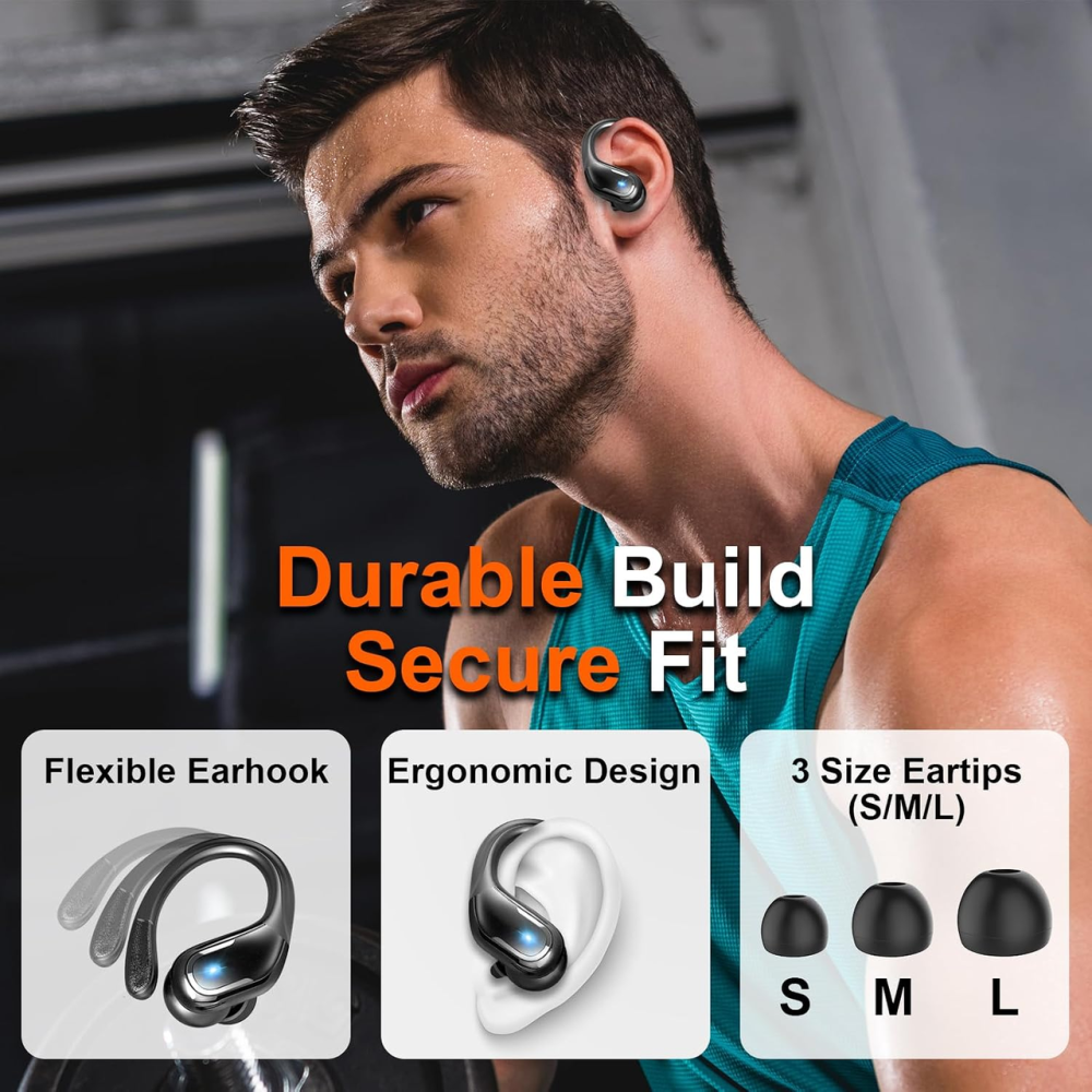 Беспроводные наушники Ltinist BX27, Bluetooth 5.3, до 75 часов работы, Hi-Fi стерео, ENC, IP67, USB-C, крючки для спорта Киев - изображение 6