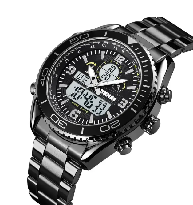 Чоловічий наручний годинник Skmei 1600 (Чорний з білим циферблатом) Вінниця - фото 3