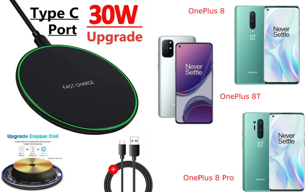 Бездротовий зарядний пристрій Copper до 30W для OnePlus 10 Pro, USB-C, LED Київ - фото 5