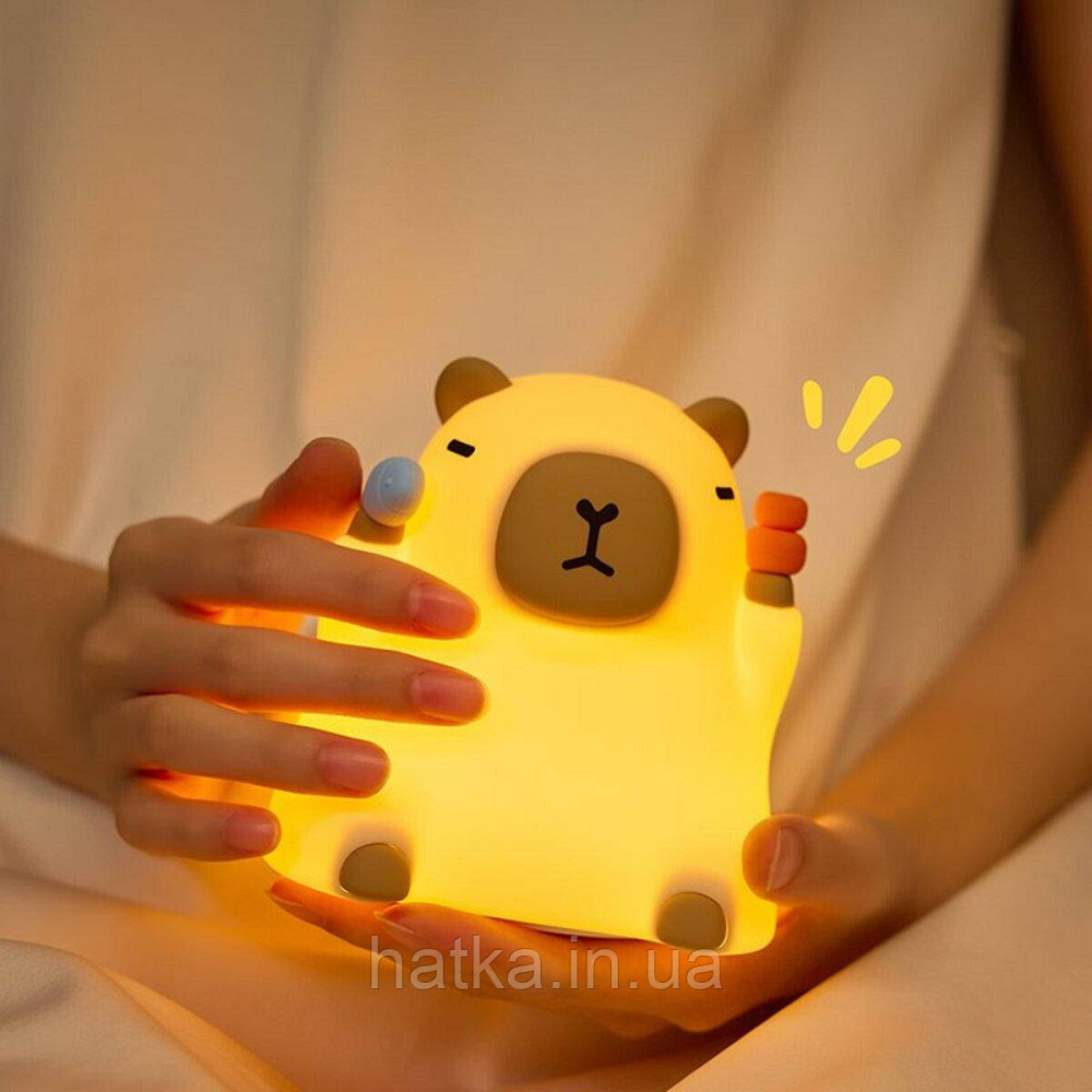 Нічник дитячий силіконовий сенсорний Сидяча капібара VALESO A042 для спальні акумуляторний бежевий Київ - фото 8