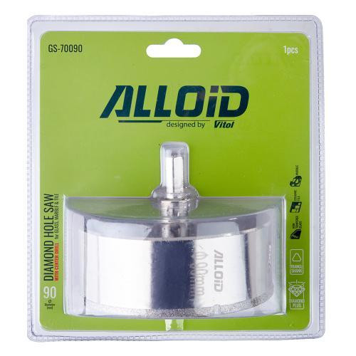 Свердло корончате алмазне по склу та кераміці 90мм з центрувальним свердлом Alloid Одеса - фото 2