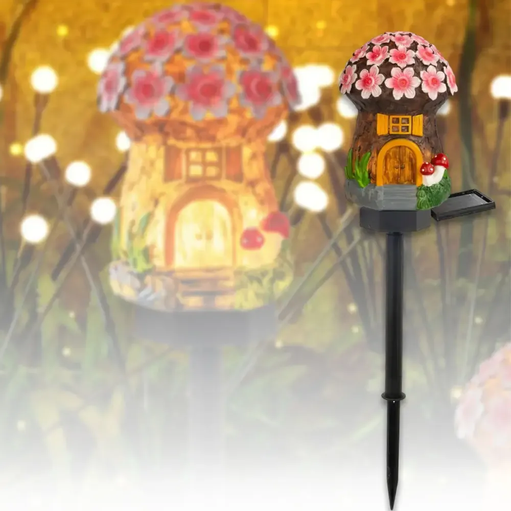 Садовый фонарь 43 см в грунте в виде гриба с солнечной панелью Сказочный домик Коломия - фото 3