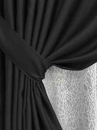 Комплект штор VR-Textil Bagema Rvs 100х270 2шт і Тюль 300х270 1895ш-1672т Чорний з білим 71-169/1 Київ