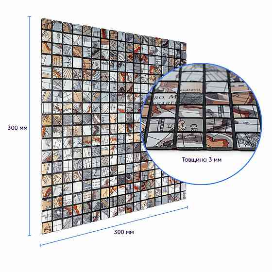 Самоклеюча алюмінієва плитка 300х300х3мм Сірий квадратик SW-00001926 Київ